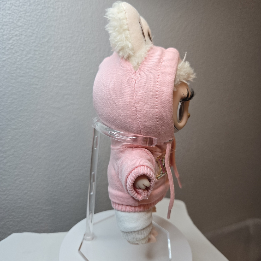 Labubu Pink Hooded Outfit With Bear Accessory - Picture 2 of 4